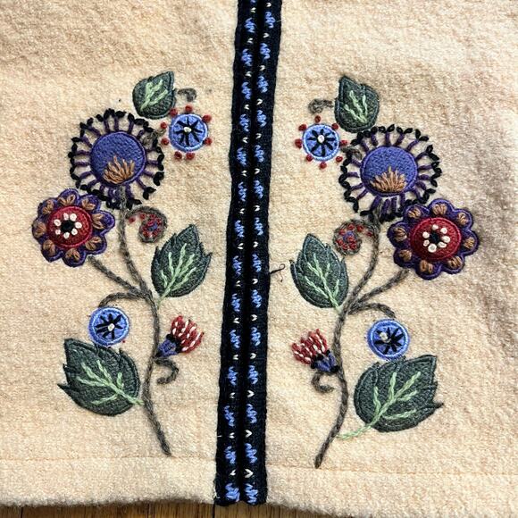 Icelandic Design Sweater Womens Medium Yellow Wool Vintage Floral 90s Flower - Picture 2 of 9